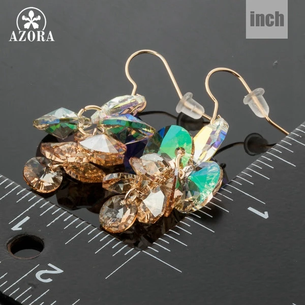 AZORA Unique Design Gold Color Stellux Austrian Crystal Water Drop Drop Earrings TE0083