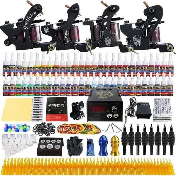 

Complete Tattoo Kit 4 Standard Tunings Tattoo Machines Power Supply Color Immortal Tattoo Inks eedles Tips Grip