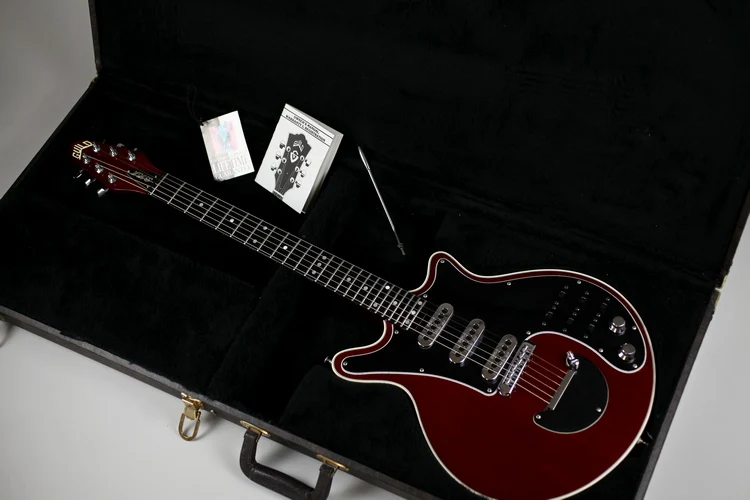 

Brian May signature Red Guitar Black Pickguard Burns TRI-Sonic pickups wilkinson Tremolo bridge GROVER Multi-function switch