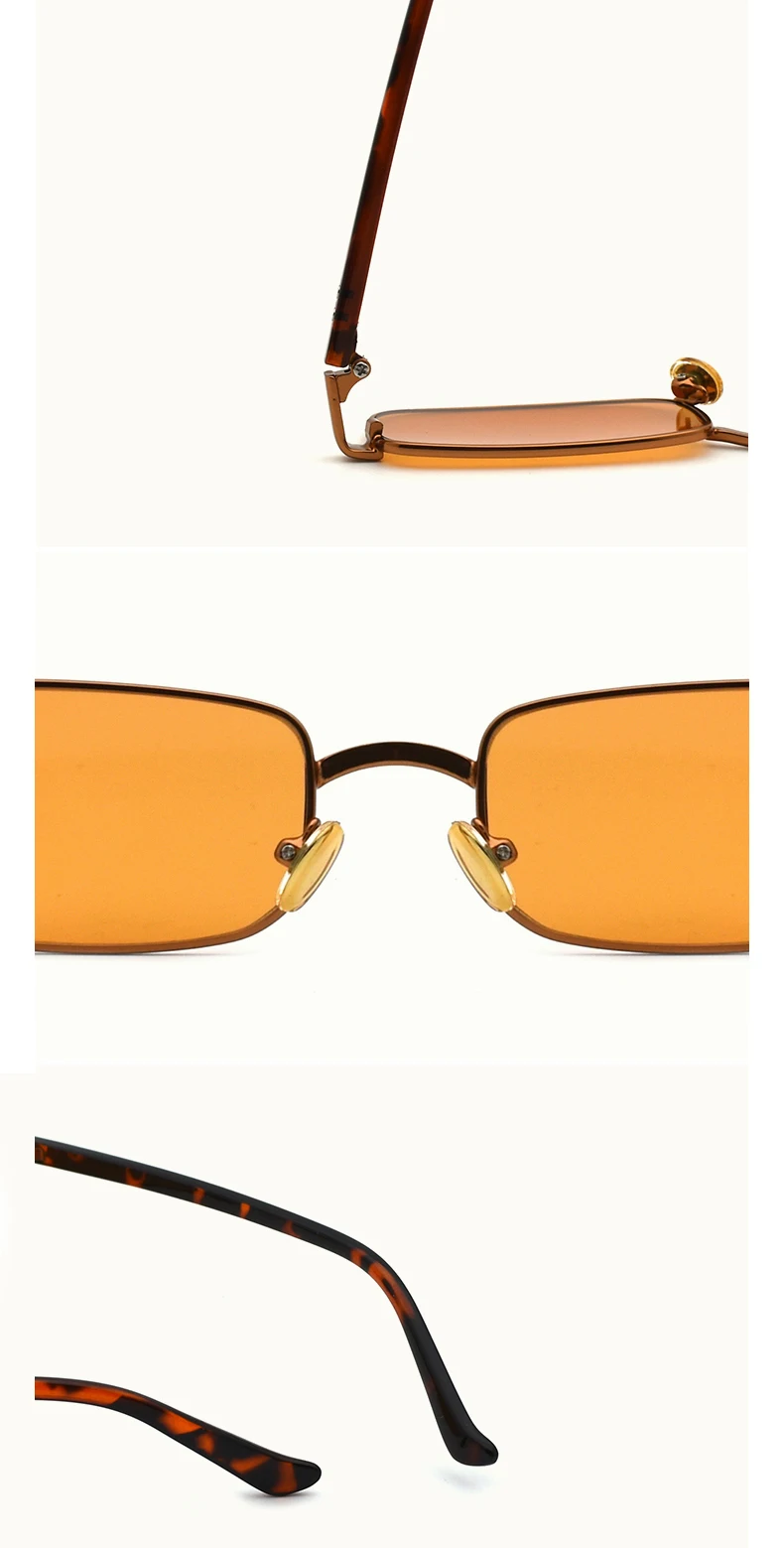 Sella Ins хит Ретро Модные женские мужские Квадратные Солнцезащитные очки Harajuku винтажные желтые оранжевые Красные линзы оправа из сплава очки