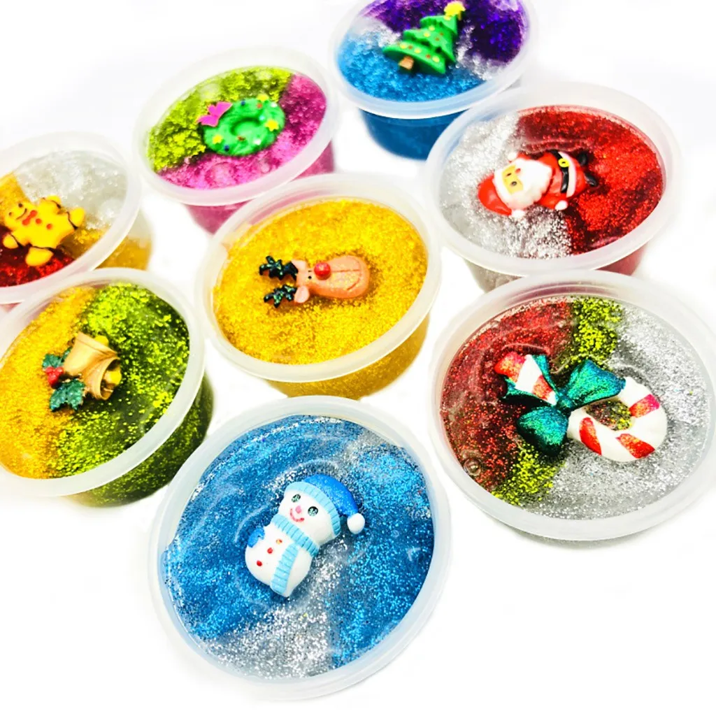 

Fluffy Floam Slime Christmas Snowflake Santa Claus Cloud Slime Putty Scented Kids Antistress Putty Clay Toy 60ml Dropshipping