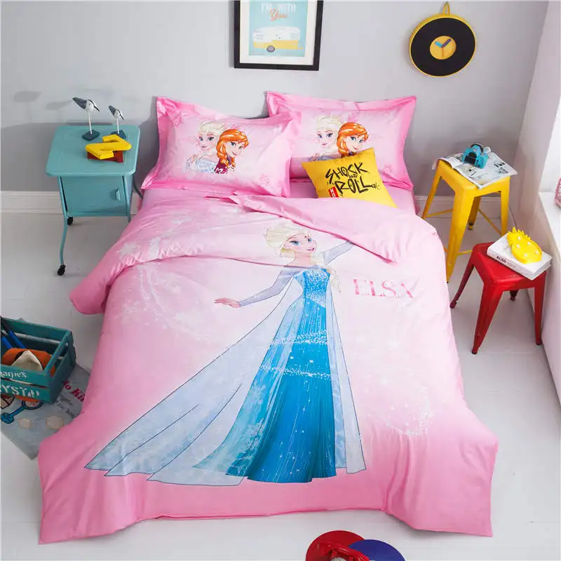 Ice Princess Elsa Bedding Cotton Printed Bed Sheet Set Single Twin