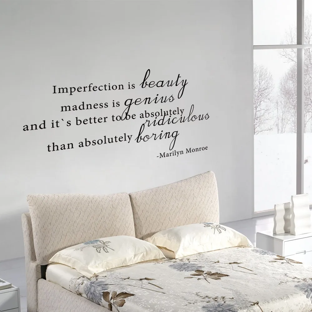Marilyn Monroe Quotes Imperfection Est Beaute Citation Inspiree Sticker Salon Mode Decor 34 X 19 S Aliexpress