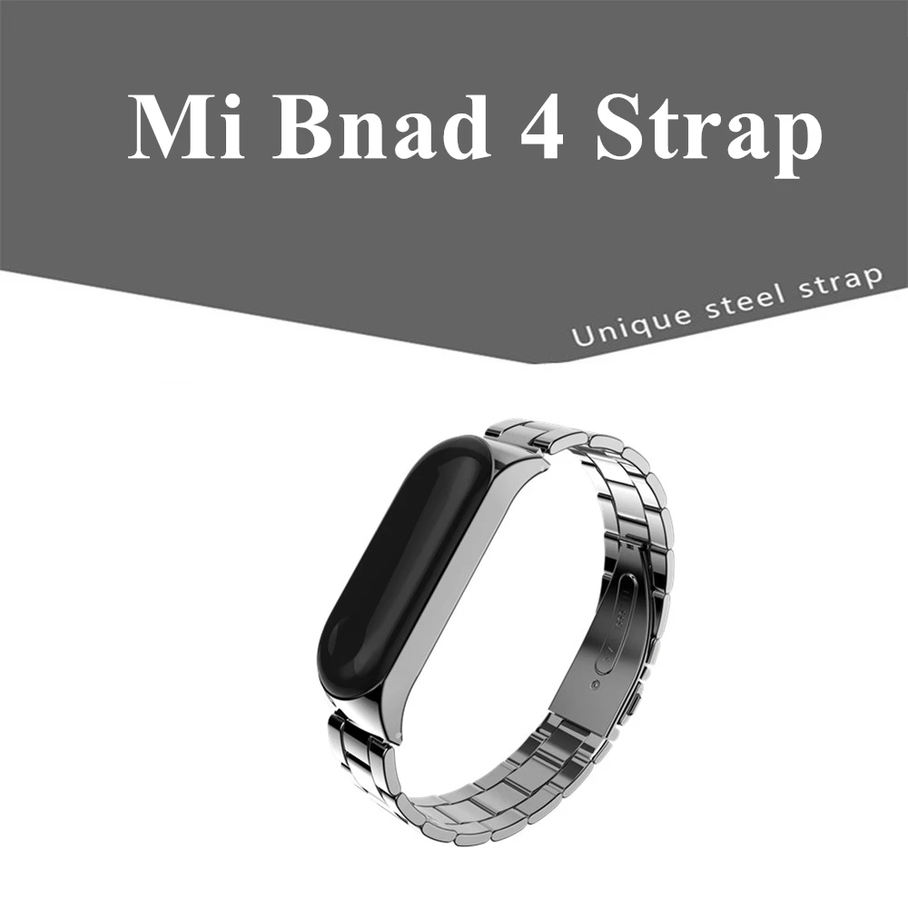 Браслет из нержавеющей стали для Xiaomi Mi Band 4 сменный черный ремешок без винтов