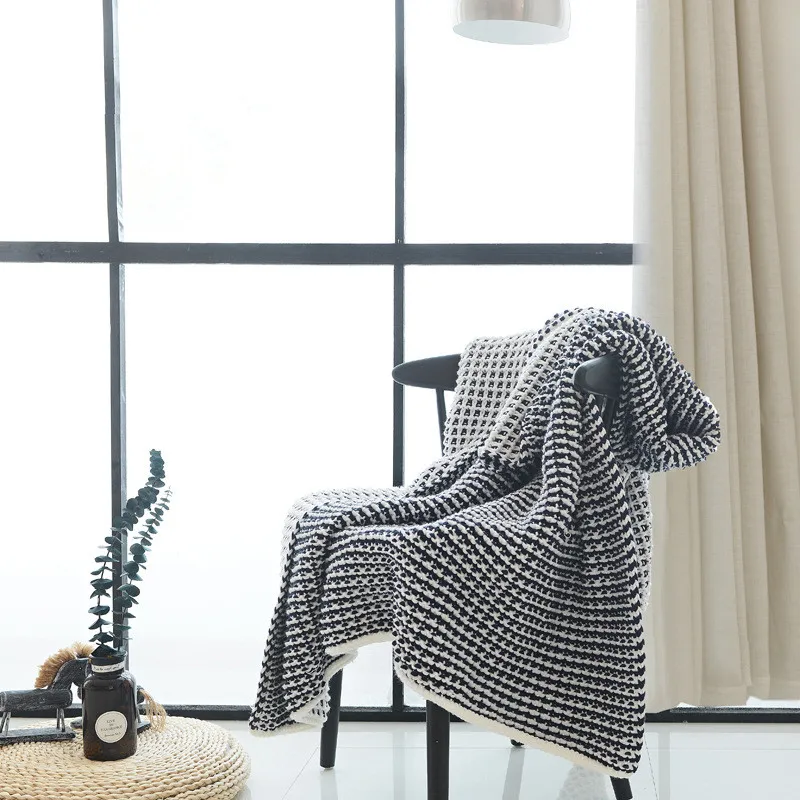 

130x160cm Knitting Blanket Waffle Cotton Blanket Office Blanket Air Conditioning Blanket Photo Props