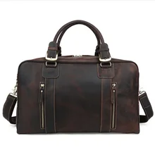 Для мужчин Натуральная кожа путешествия спортивный костюм 18 дюймов Для мужчин из натуральной кожи дорожная сумка большая Винтаж кожа коровы выходные сумка большая дорожная сумка-мессенджер