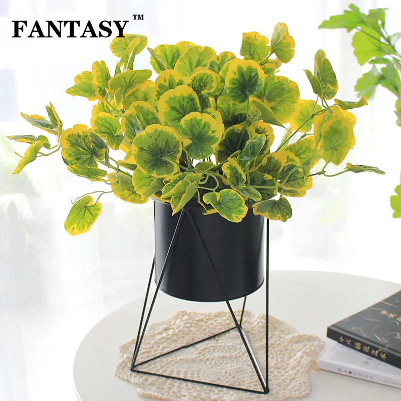

FANTASY 7Fork Artificial Begonia Leafs Fake Green Plant Bonsai Faux Plastic Flower Bouquet Arranging for Home Garden Indoor DIY