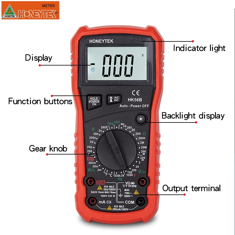 HONEYTEK HK68A мультиметр-тестер 4000 Количество истинных RMS цифровой мультиметр авто Питание USB интерфейс AC DC напряжение тока