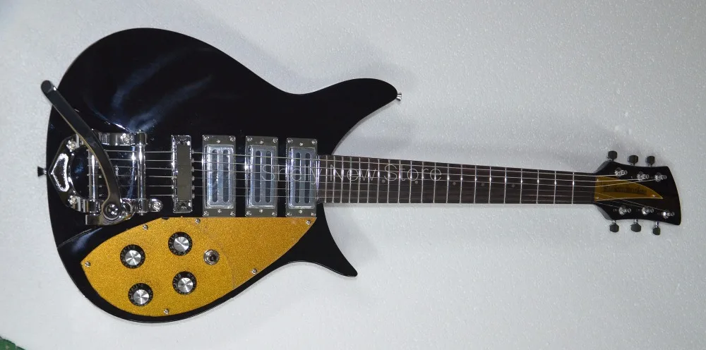

Shelly new store custom BLACK RK gold pickguard rick 325 330 Model 3H pickup bigspy electric guitar musical instrument shop
