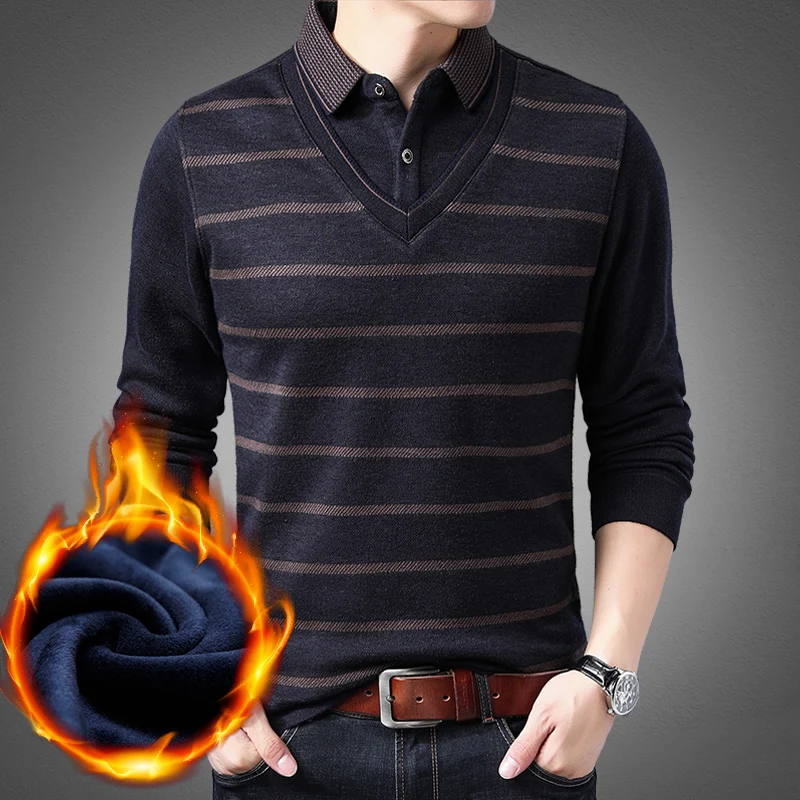 Social Cotton Thick Fleece Men's Pullover Sweaters Casual