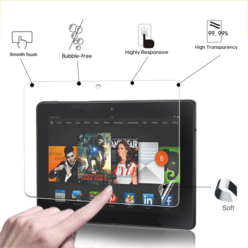 HD lcd Glossy screen protector film For Amazon Kindle Fire HDX 7 7.0