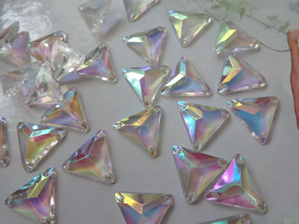 100pcs triangle shape 14mm gem stones sew on crystals light purple