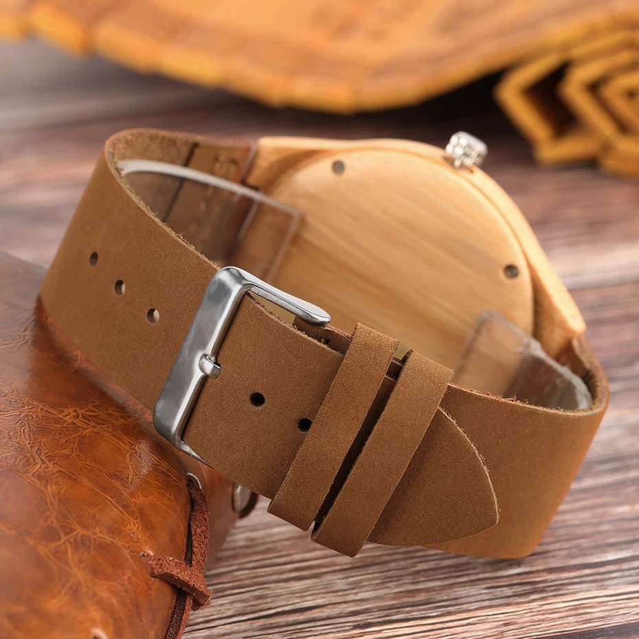 Punk Skull Ghost Wood Watch Man Retro Fashion Bamboo Wood Leather Band Quartz Watch for Men Clock Male Gifts Quartz Reloj Hombre 2020  2019 (8)