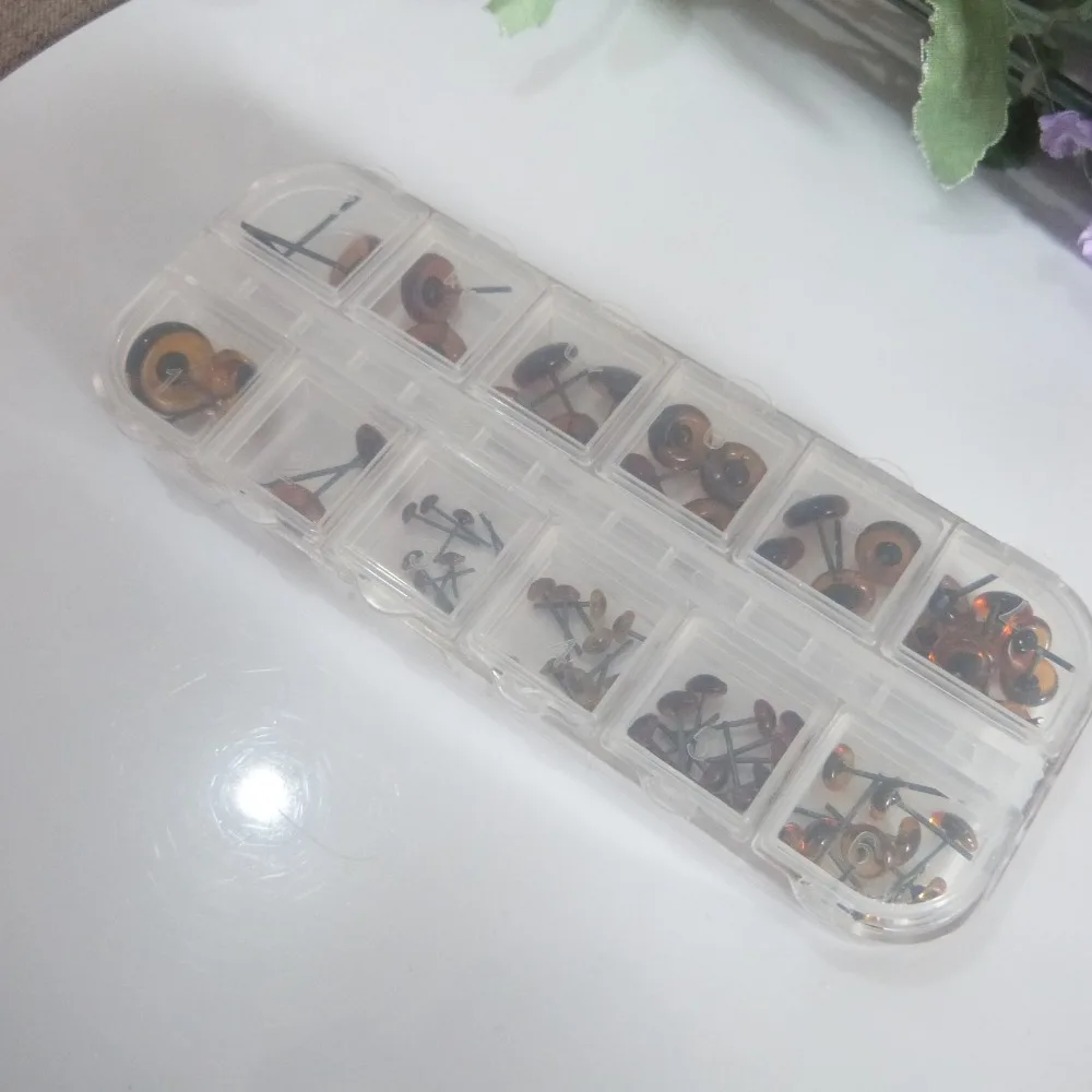 

70pcs/lot coffee 3/4/5/6/7/8/9/10/11/12mm mix size glass pin toy eyes for diy doll findings