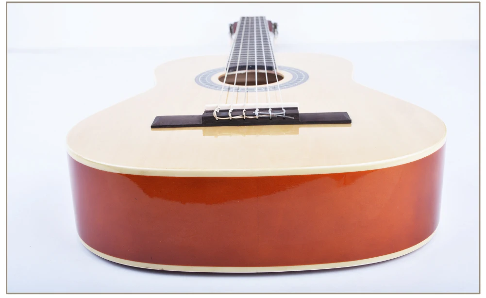 Классическая акустическая электрогитара Basswood, нейлоновая нить, 36 дюймов, мини-гитара, 6 струн, установка, звукосниматель, гитары, деревянный цвет