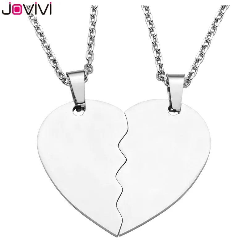 JOVIVI Stainless Steel Matching Heart Puzzle Pendant His and Hers