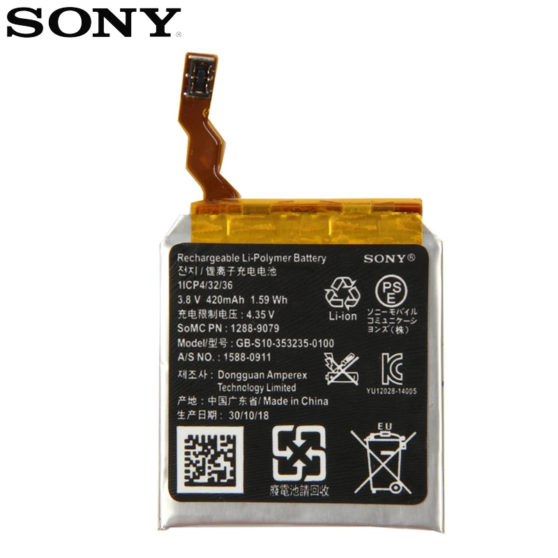 Оригинальный аккумулятор SONY для SmartWatch 3 SW3 SWR50 3SAS 420 мАч|Аккумуляторы мобильных
