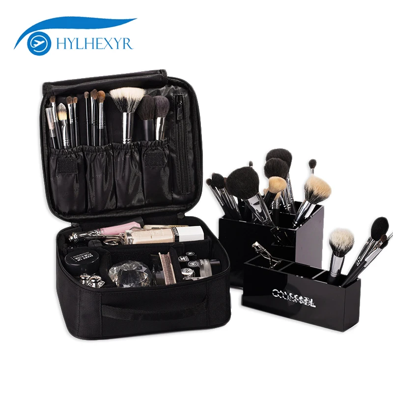 

Hylhexyr Large Travel Makeup Train Case Professional DIY Cosmetic Kit Portable Zipper Pockets Toiletry Make Up Bag For Women