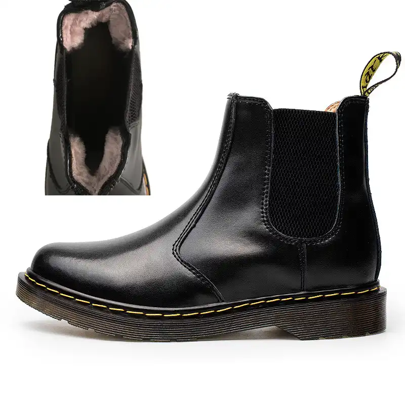 black fur lined chelsea boots