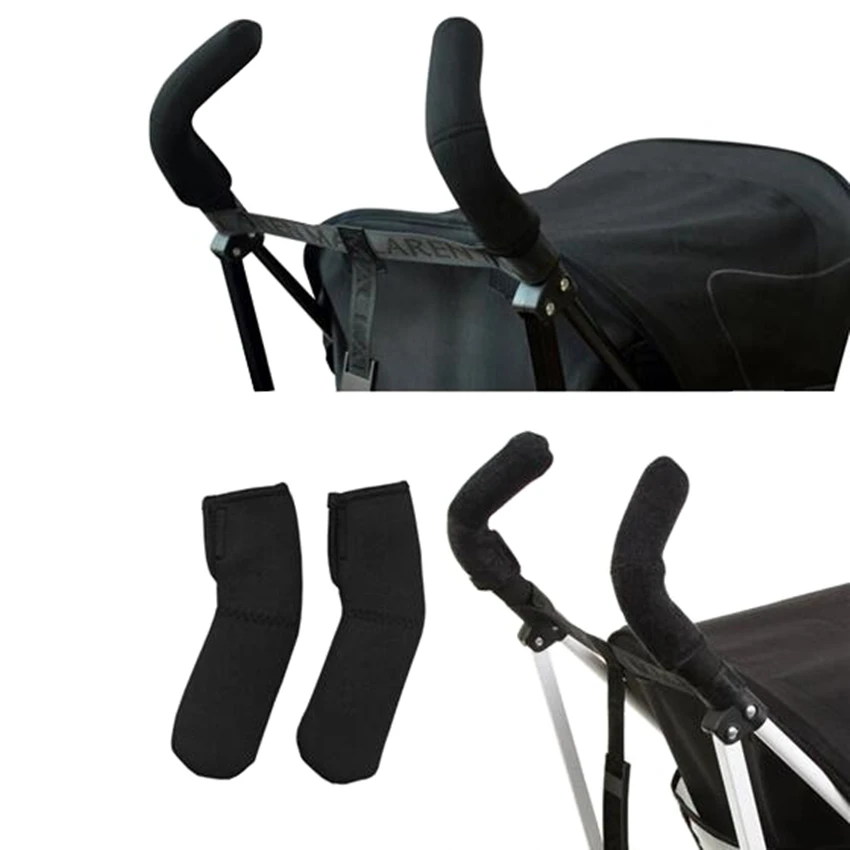 

2Pcs/Lot Black Neoprene Stroller Grip Cover Carriages Poussette Handle Protector Cover Baby Stroller Handrail Fittings Accessory