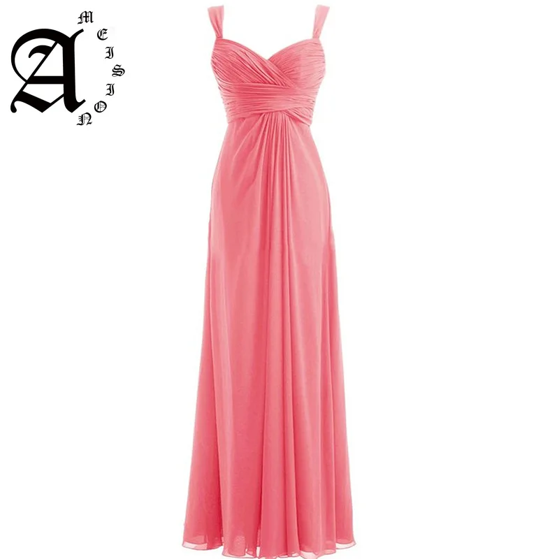 

2019 Spring New Fashion a Line Sleeveless Spaghetti Strap Floor Length Party Dress Chiffon Evening Dresses Long Banquet Dresses