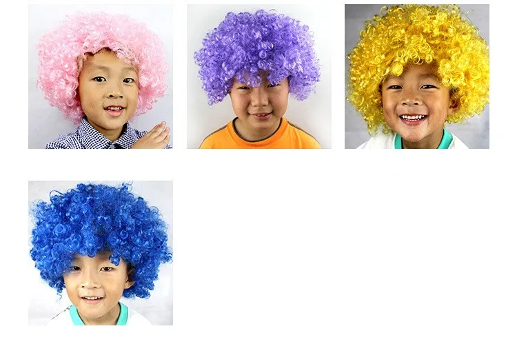 Christmas Party Curly Hair Wig Disco Rainbow Afro Clown Hair wig Football Fan Adult Child Costume Party Costume Free Shipping FC08 (7)