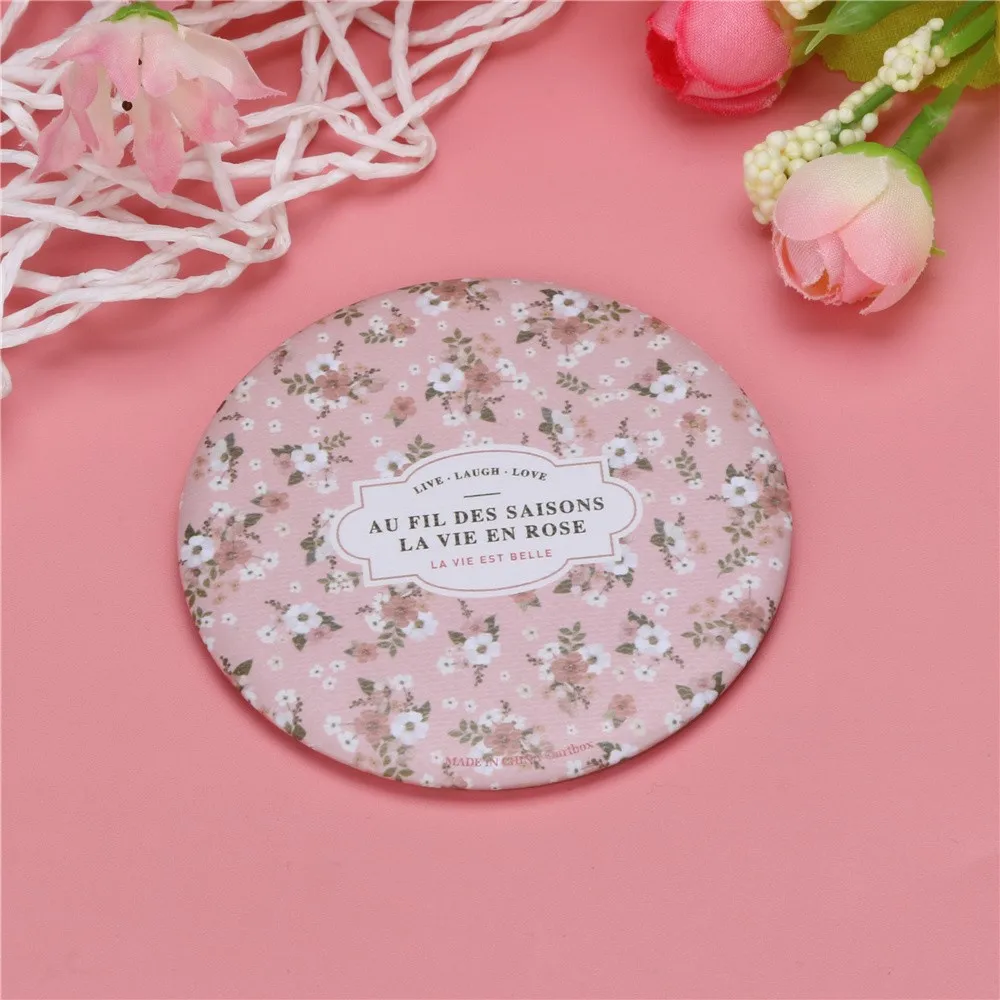 

Dropshipping Women vanity mirror espelho Floral Small backlit pocket mirror light Pocket Handbag Travel maquillaje Mirro #68