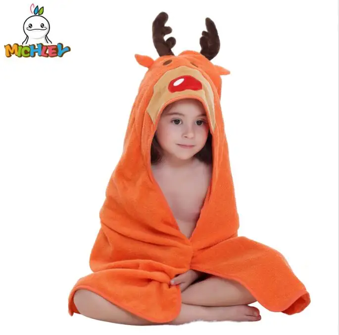 MICHLEY/детский банный халат, Новое поступление года, милая хлопковая шаль для маленьких мальчиков, одежда с изображением лося, яркие пижамы с животными для девочек, детское полотенце, WEC - Цвет: elk