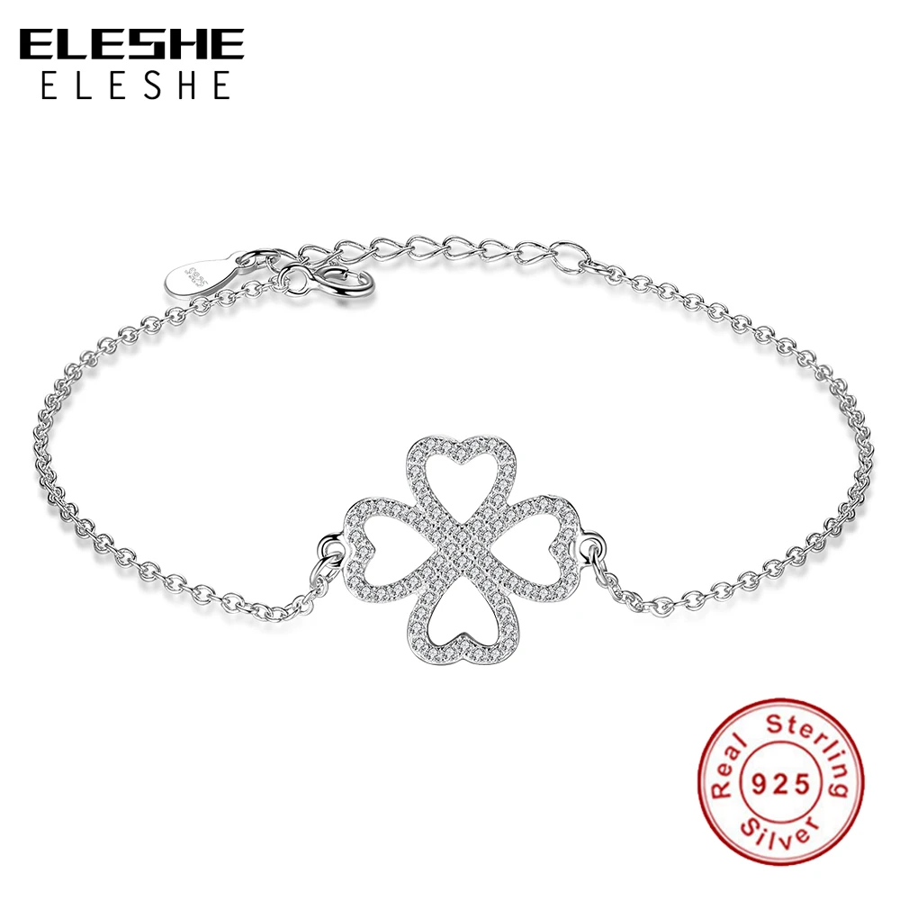 Женский браслет из серебра 925 пробы с фианитом|bracelets for|heart charm braceletsterling silver bracelet |