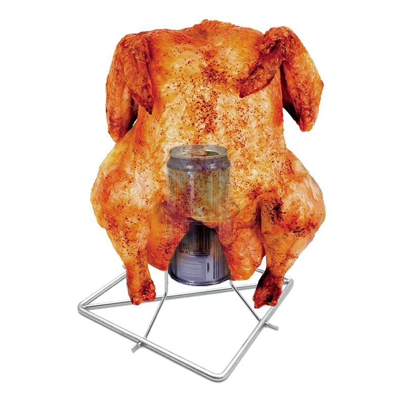 Stainless Steel Beer Can Chicken Rack  BBQ Outdoor Grill Cooker Folding (1)