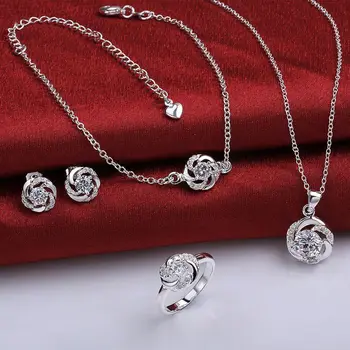 

925 sterling silver jewelry set, fashion jewelry set A035-B Earring 438 Necklace 471 Ring 336-8 /imsardza ikfarbma S783-D