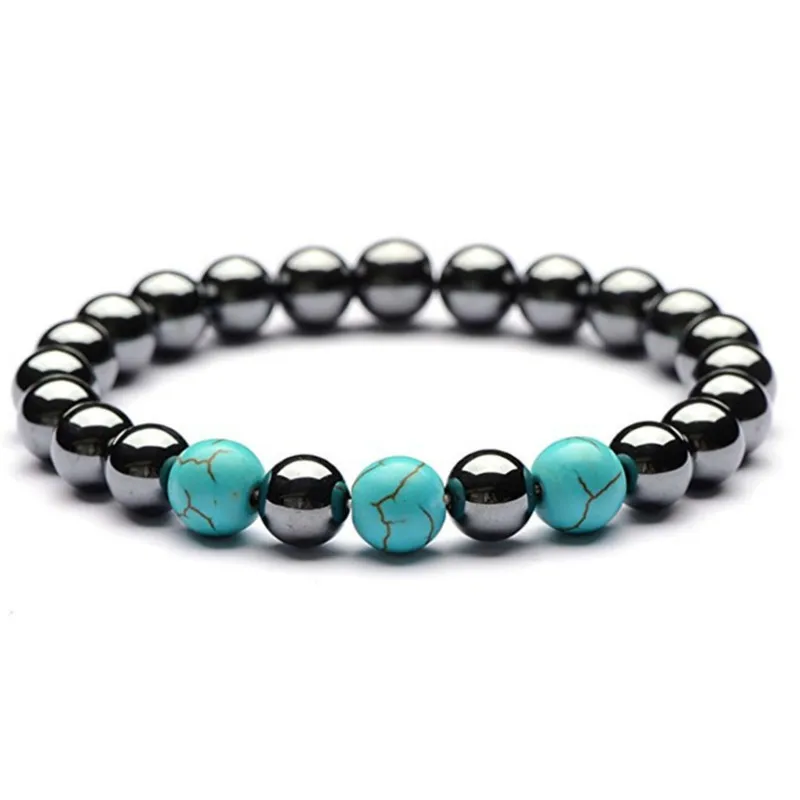 Fashion Men Women Bead Bracelet Classic 8mm Hematite Beaded