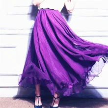 Весна и лето новые женские модные пляжные золотые шелковые плиссированная шифоновая юбка