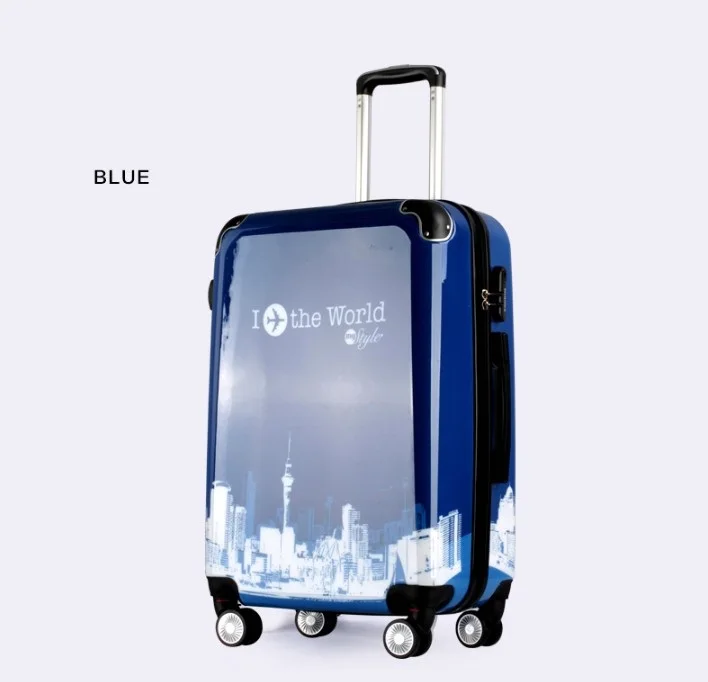 2" 24 дюймовая модная ABS+ PC чемодан на колесиках с усиленным корпусом koffers тележки Дорожный чемодан я word логотип