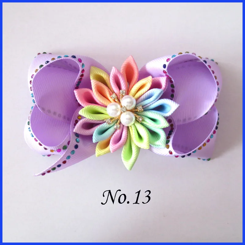 2 blessding Girl Rhinestone Rainbow 4," блеск ABC волос лук клип цветок