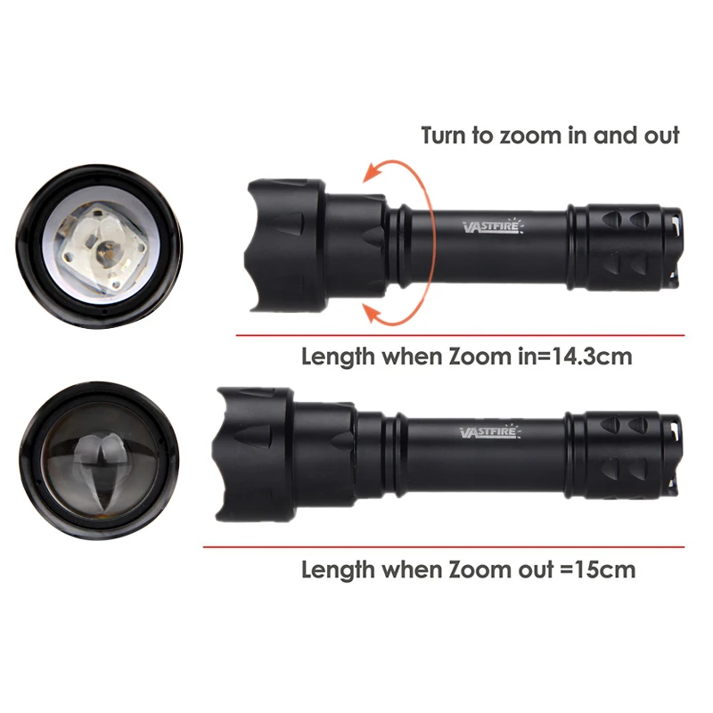 Metros de Foco com Zoom Lâmpada de Radiação Infravermelha de Visão Luz da Tocha Nova Atualização ir Luz Arma 400 Levou Noturna 7 w 850nm 6 Esporte e Lazer