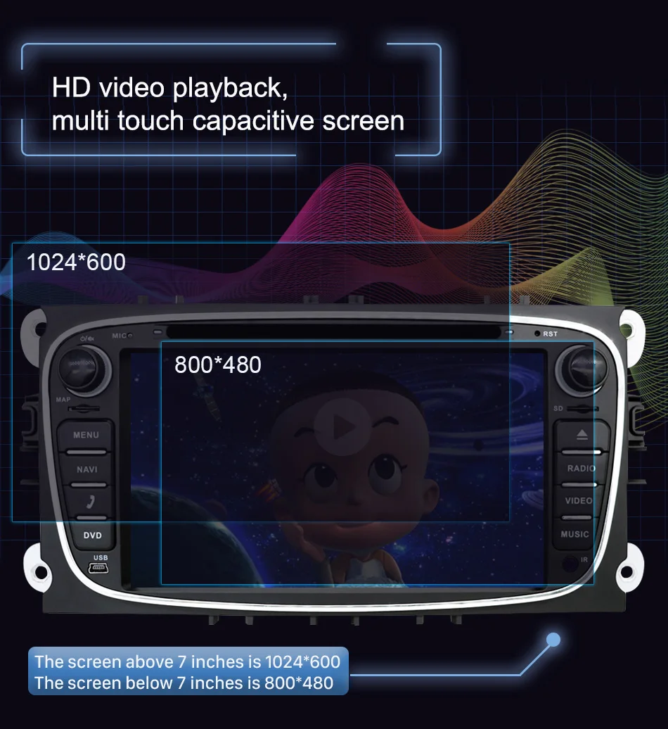 Clearance Eunavi 2 din Android 9.0 Car DVD Player for Ford focus II Galaxy Transit Tourneo Mondeo 2din GPS Multimedia radio Headunit IPS 2