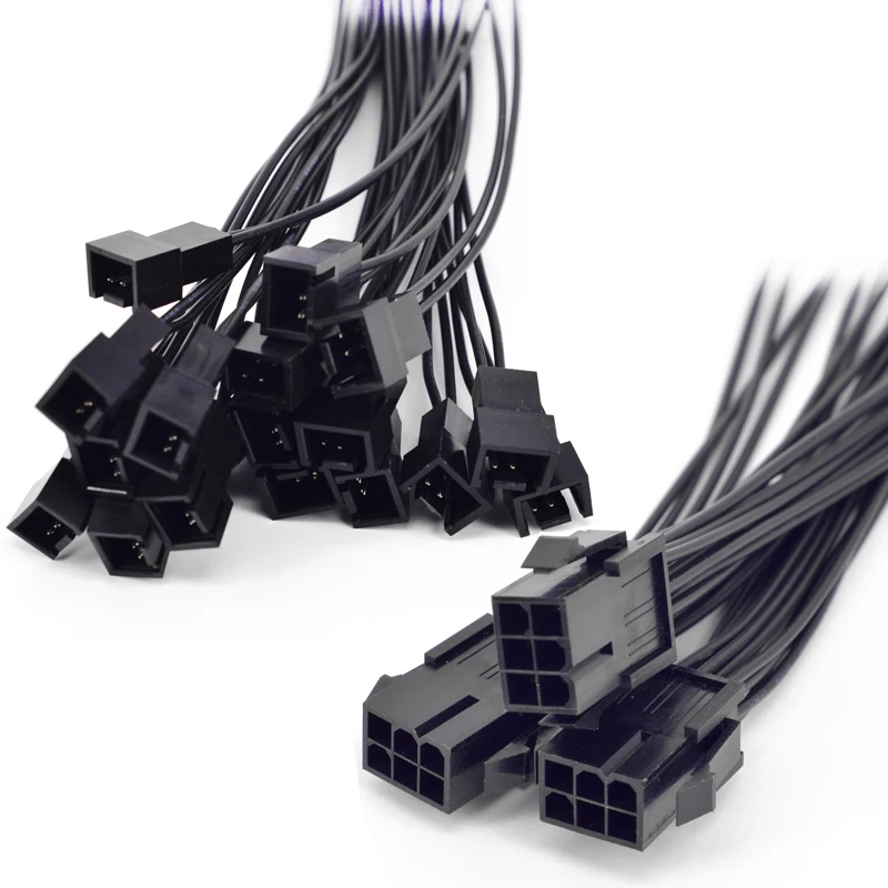 

6 Port 3 Pin Fan HUB PCI Express Graphics Card 6pin power socket to 6 way 3Pin Fan Splitter power supply Cable Cooler Cooling