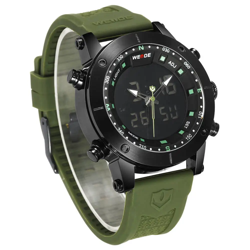 WEIDE luxury original Genuine LCD digital Sport fitness watch alarm clock men Silicone waterproof men's  Analog LED watches box