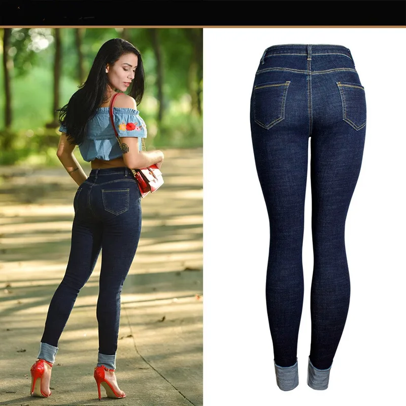 Women Stretch High Waist Skinny Jeans 