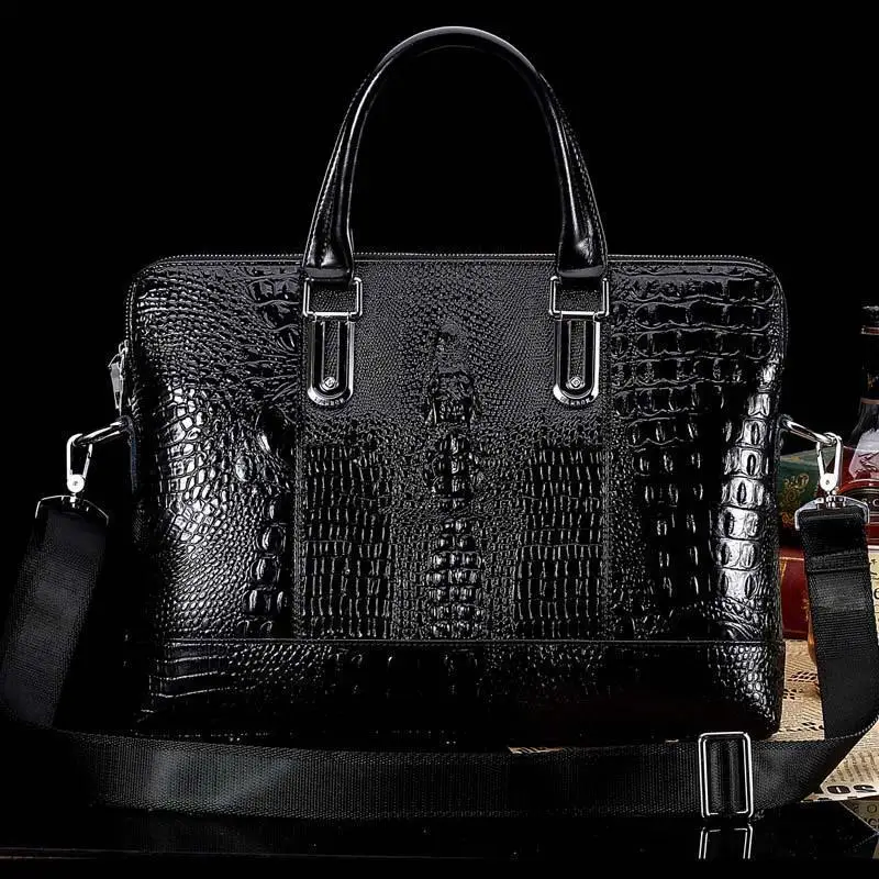 

2017 high quality European Luxury business men bags Cool Crocodile pattern men shoulder bags,hot sales men messenger bags