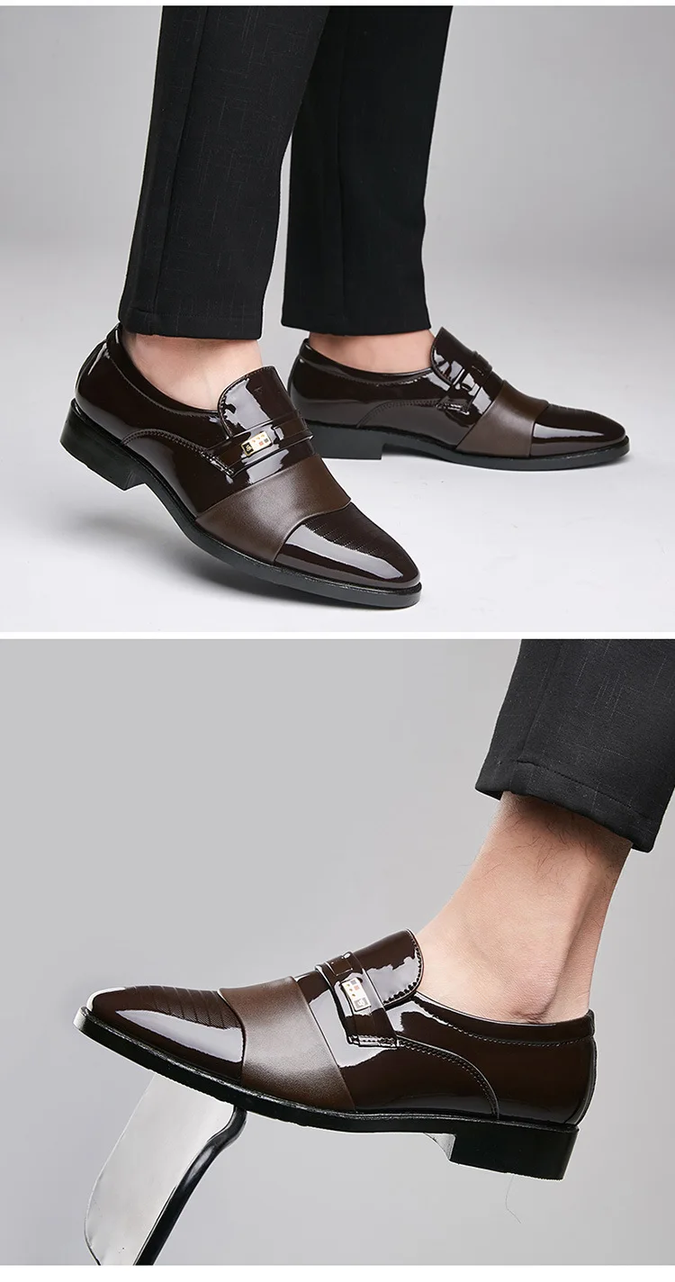 Большие размеры 38-48; мужские кожаные туфли-оксфорды; модные повседневные официальные деловые для мужчин с острым носком; свадебные модельные туфли на плоской подошве; коричневые, черные лоферы