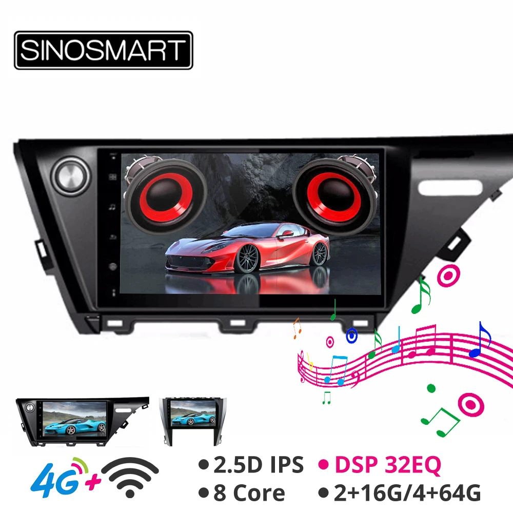 

Sinosmart Android 8.1 Car for Toyota Camry 2015-2018 GPS Navigation Radio 2din 2.5D IPS/QLED Screen