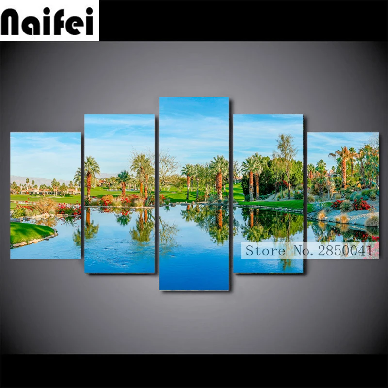 

Full,square,Diamond Embroidery,Lake Coast Palm scenery Diamond Painting,Cross Stitch,Diamond Mosaic,Decoration,Needlework,Crafts