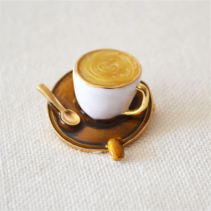 Новые японские и корейские стильные кофейные чашки креативная металлическая Глянцевая индивидуальность модные броши