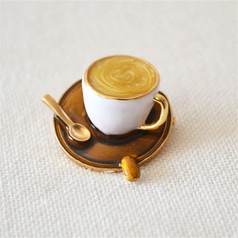 

2019 new Japanese and Korean style coffee cups Creative Metal Enamel Personality Fashion Brooch accessories