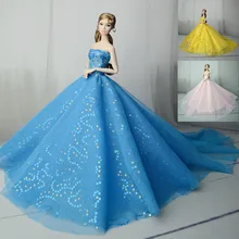 Великолепное голубое, розовое, желтое кружевное платье/атласное шикарное платье Sequn, наряд для свадебной вечеринки, одежда для 1/6, кукла Барби Синьи кюрн