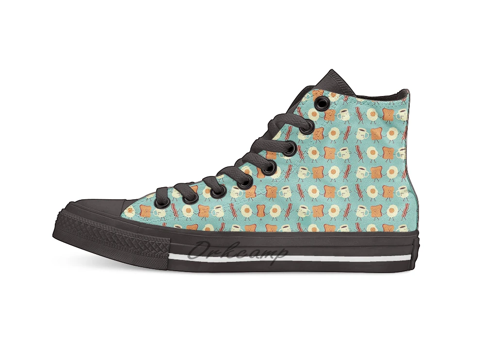 Let's All Go And Have Breakfast Casual High Top Canvas shoes sneakers For Drop shipping | Спорт и развлечения