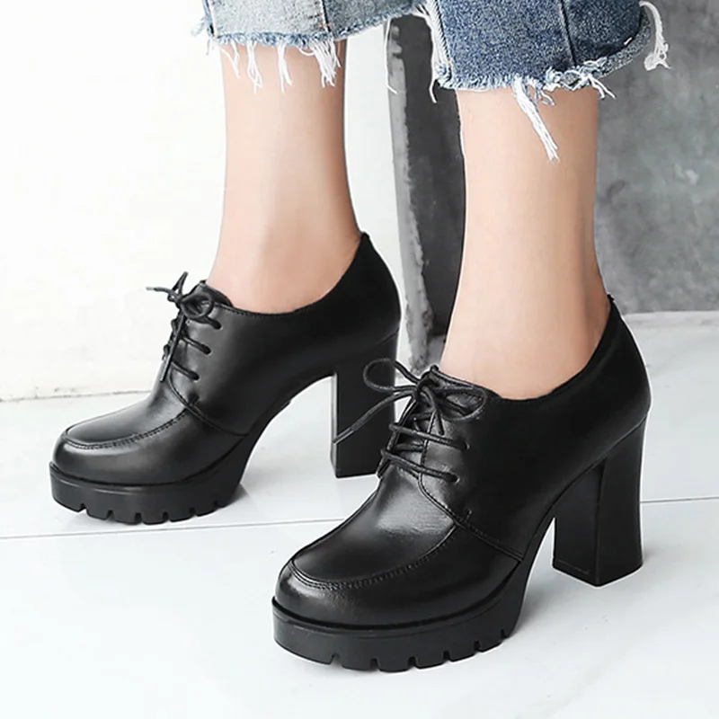 

SARAIRIS New Sexy Genuine Leather Lace Up Platform Women Shoes Lady Elegant High Heels Party Office Shoes Woman Pumps