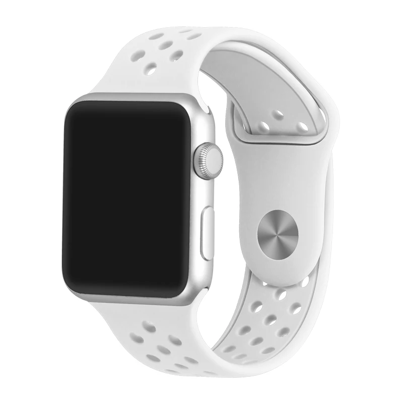 Силиконовый ремешок для apple watch 4 band 44 мм 40 мм iWatch band 42 мм 38 мм дышащий спортивный браслет ремешок для apple watch 3 2 1